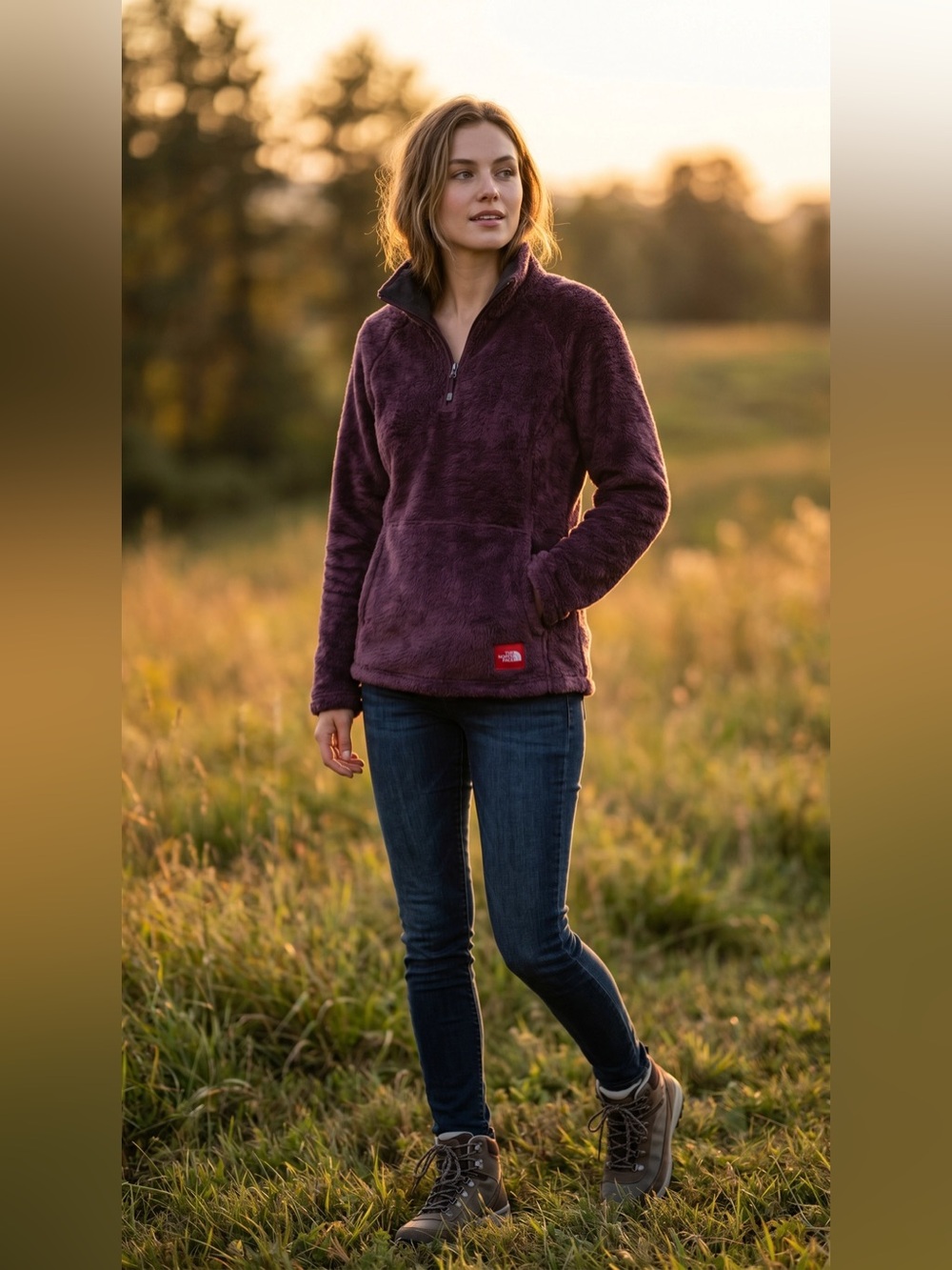 The North Face Plush Quarter-Zip Pullover - Plum